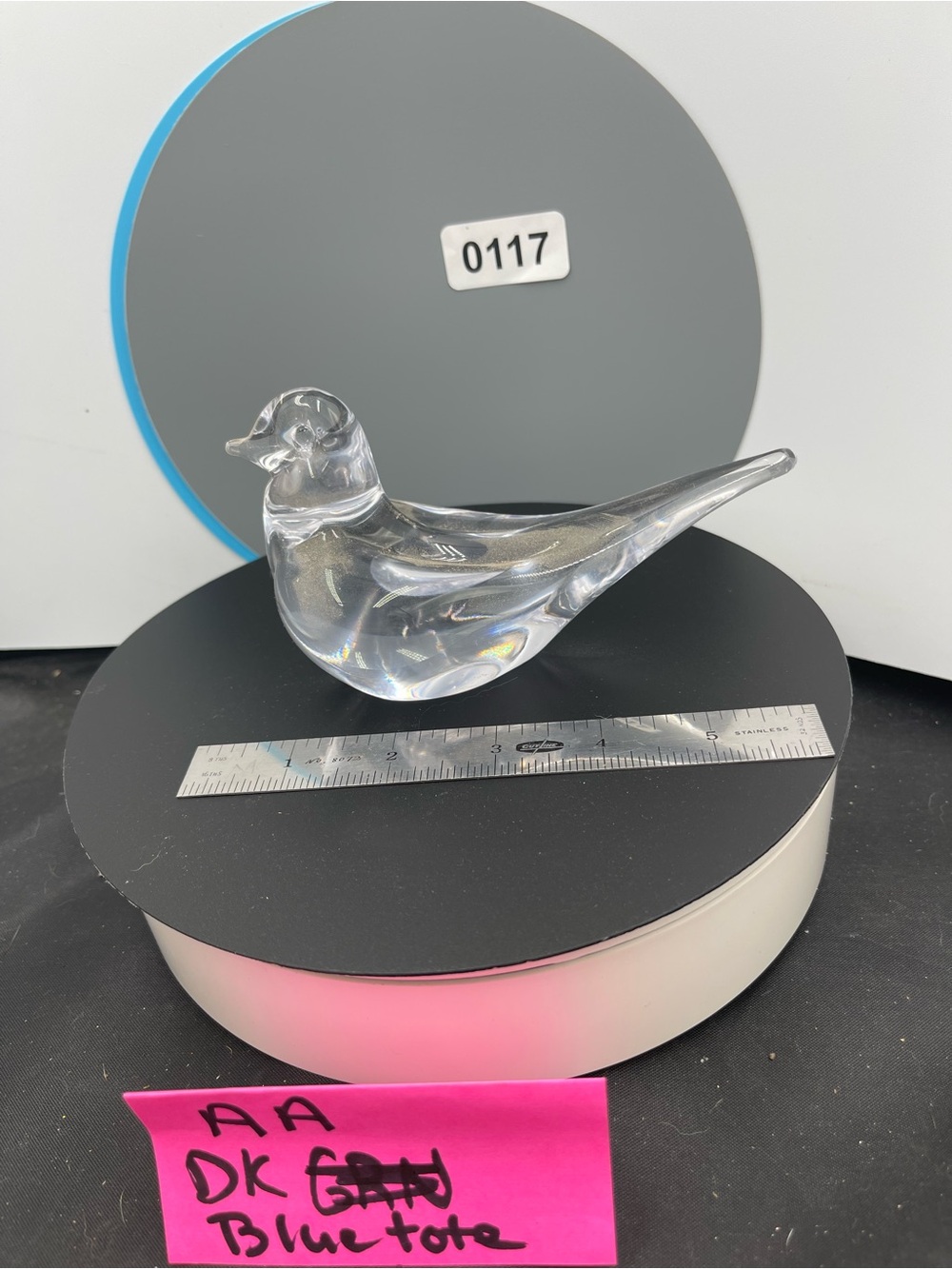 Clear Glass Bird Figurine Decorative Accent - Unbranded